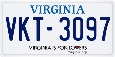 VA license plate VKT3097