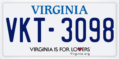 VA license plate VKT3098