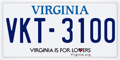 VA license plate VKT3100