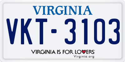 VA license plate VKT3103