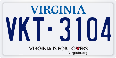 VA license plate VKT3104