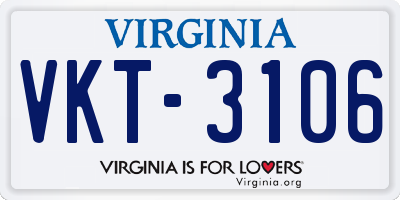 VA license plate VKT3106