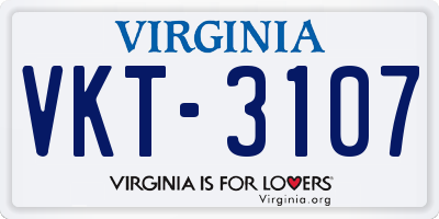 VA license plate VKT3107