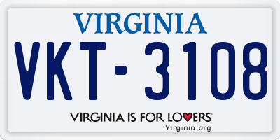 VA license plate VKT3108
