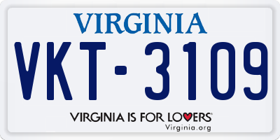 VA license plate VKT3109
