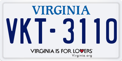 VA license plate VKT3110