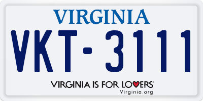 VA license plate VKT3111