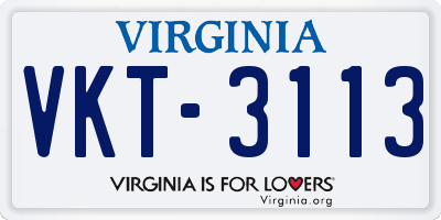 VA license plate VKT3113