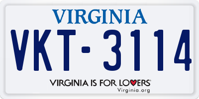 VA license plate VKT3114