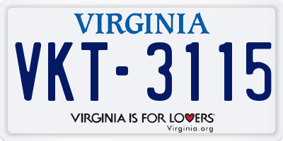 VA license plate VKT3115