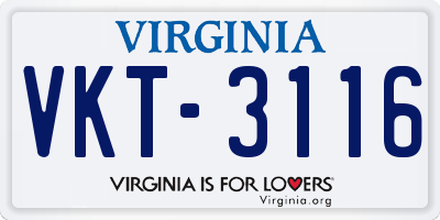 VA license plate VKT3116