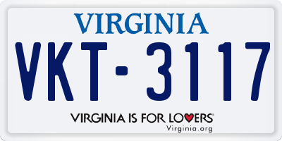 VA license plate VKT3117