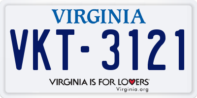 VA license plate VKT3121