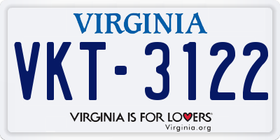 VA license plate VKT3122