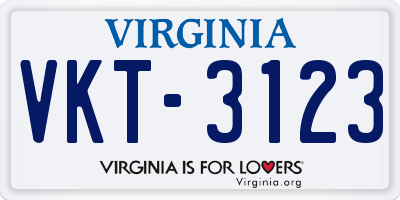 VA license plate VKT3123