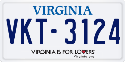 VA license plate VKT3124