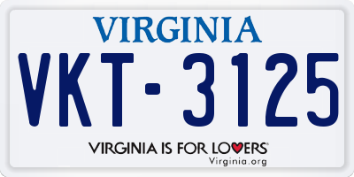 VA license plate VKT3125