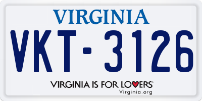 VA license plate VKT3126