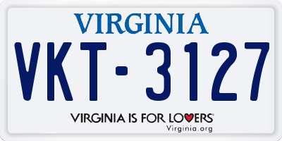 VA license plate VKT3127
