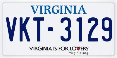VA license plate VKT3129