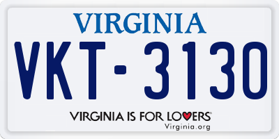 VA license plate VKT3130