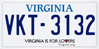 VA license plate VKT3132