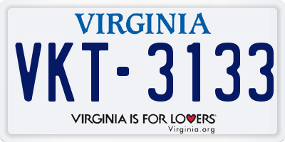 VA license plate VKT3133