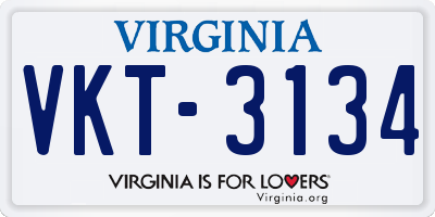 VA license plate VKT3134