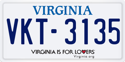 VA license plate VKT3135
