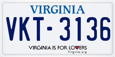 VA license plate VKT3136