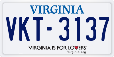 VA license plate VKT3137