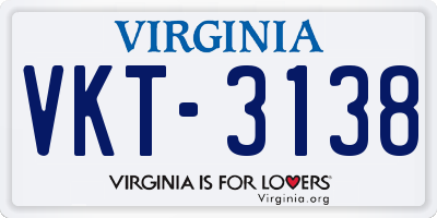 VA license plate VKT3138