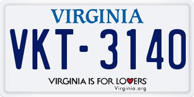 VA license plate VKT3140