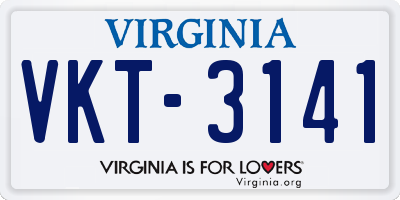 VA license plate VKT3141
