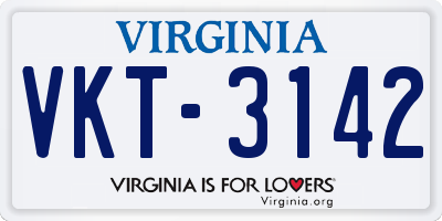 VA license plate VKT3142