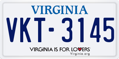 VA license plate VKT3145