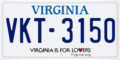 VA license plate VKT3150