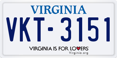 VA license plate VKT3151