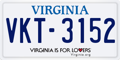 VA license plate VKT3152