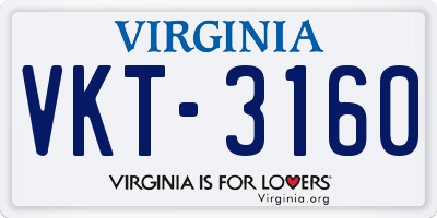 VA license plate VKT3160