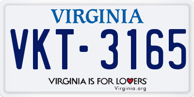 VA license plate VKT3165