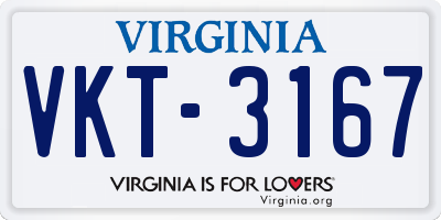 VA license plate VKT3167