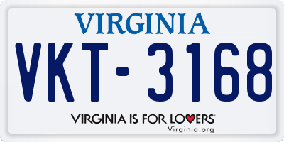 VA license plate VKT3168