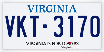 VA license plate VKT3170