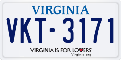 VA license plate VKT3171