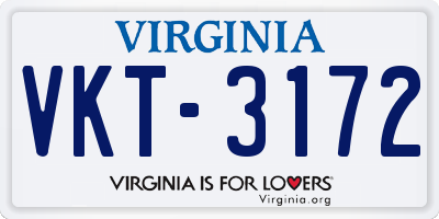 VA license plate VKT3172