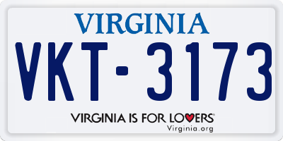 VA license plate VKT3173