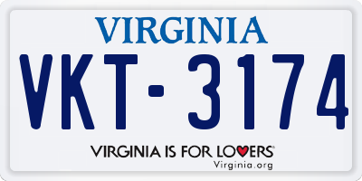 VA license plate VKT3174