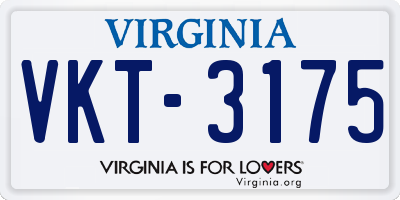 VA license plate VKT3175