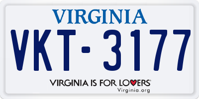 VA license plate VKT3177